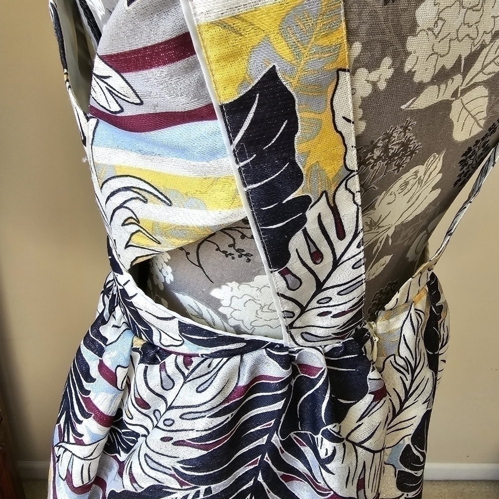 H&M colorful metallic palm leaf backless dress Sz. 8 - Picture 5 of 11